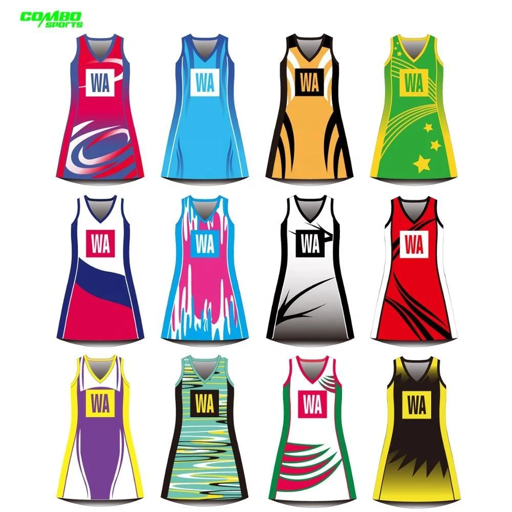 Customized Full Sublimation A Line Netball Dresses No MOQ