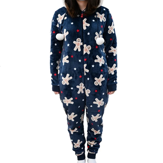 Lieferant Großhandel Tier Overall Nachtwäsche Maßgeschneiderte Weihnachten Langarm Pyjamas Onesie Herbst Winter Flanell Loungewear