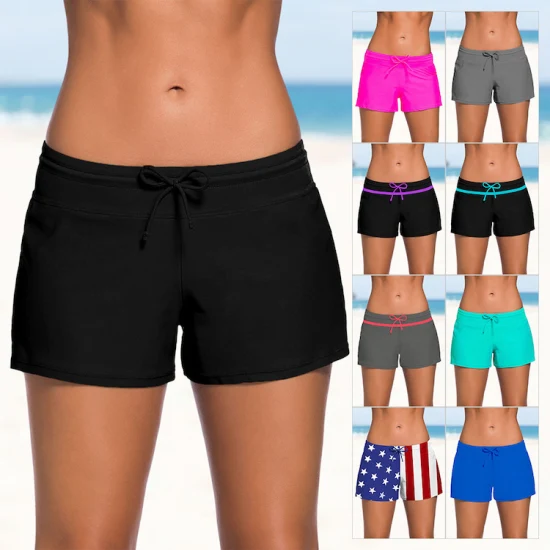 Sommerliche, trendige, einfarbige, lässige Strand-Boardhose, Damen-Komfort-Fitness-Badeshorts, kurze Schwimmhose, sportliche Strandunterwäsche, kurze Hose